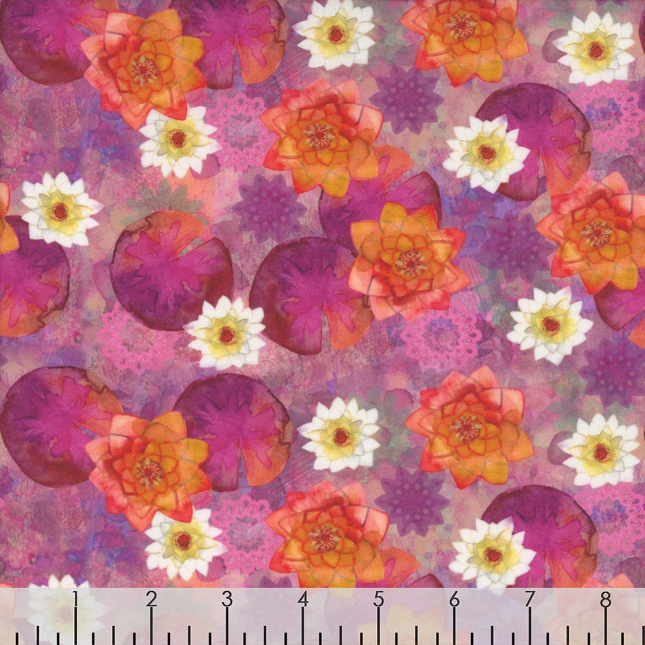 Clothworks Fabrics Lily Pond by Sue Zipkin Pink Mixed Lilies